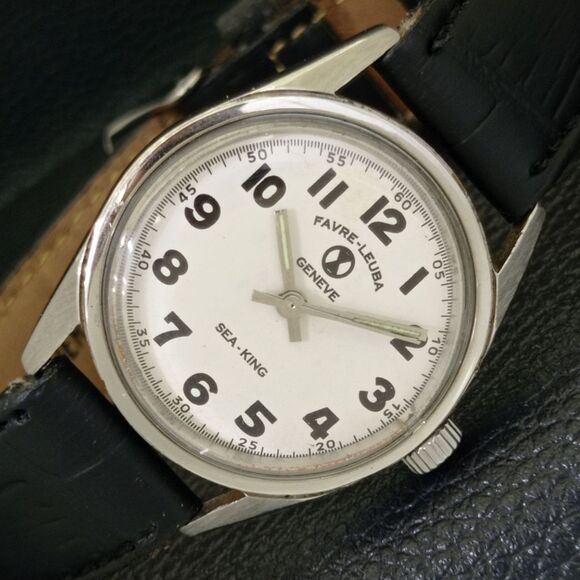 Fortis Other - Vintage 1973 Favre Leuba Manual Mens Silver Watch W/Leather Strap